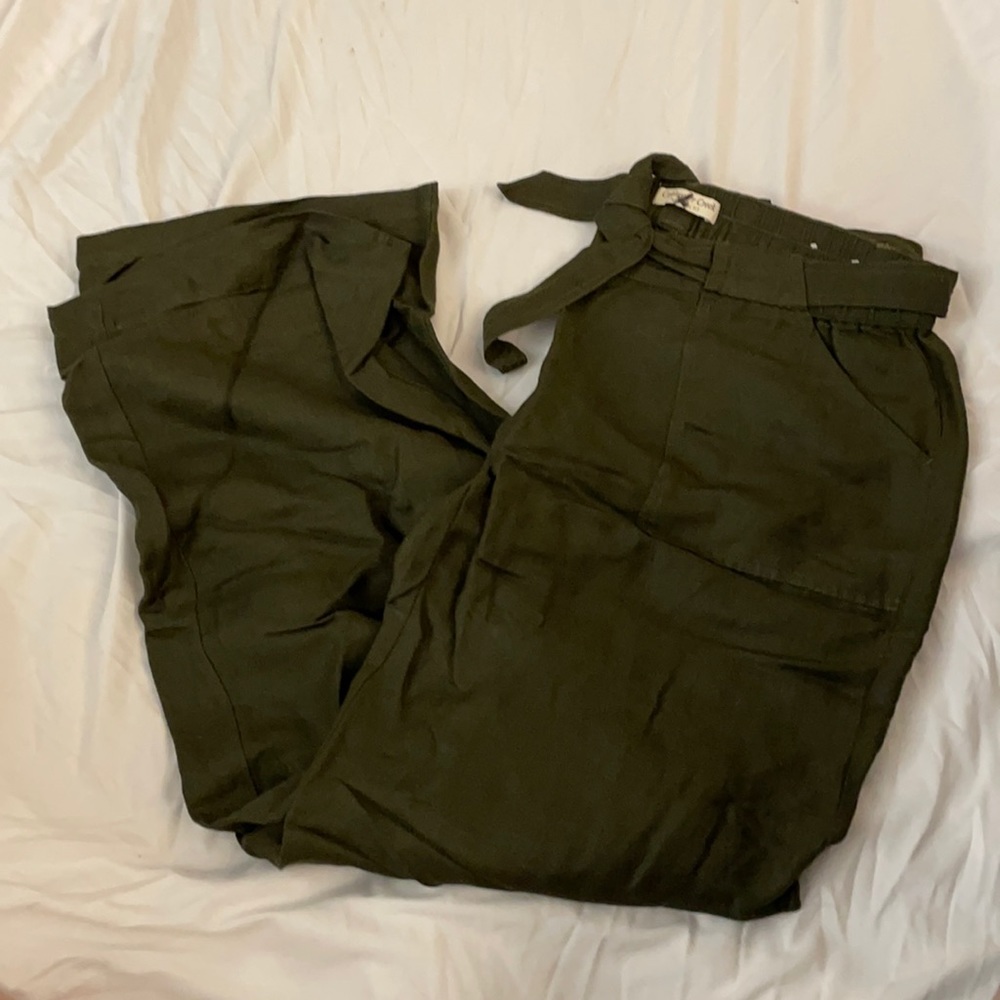 Coldwater Creek Cotton Wide Leg Pants (Olive)